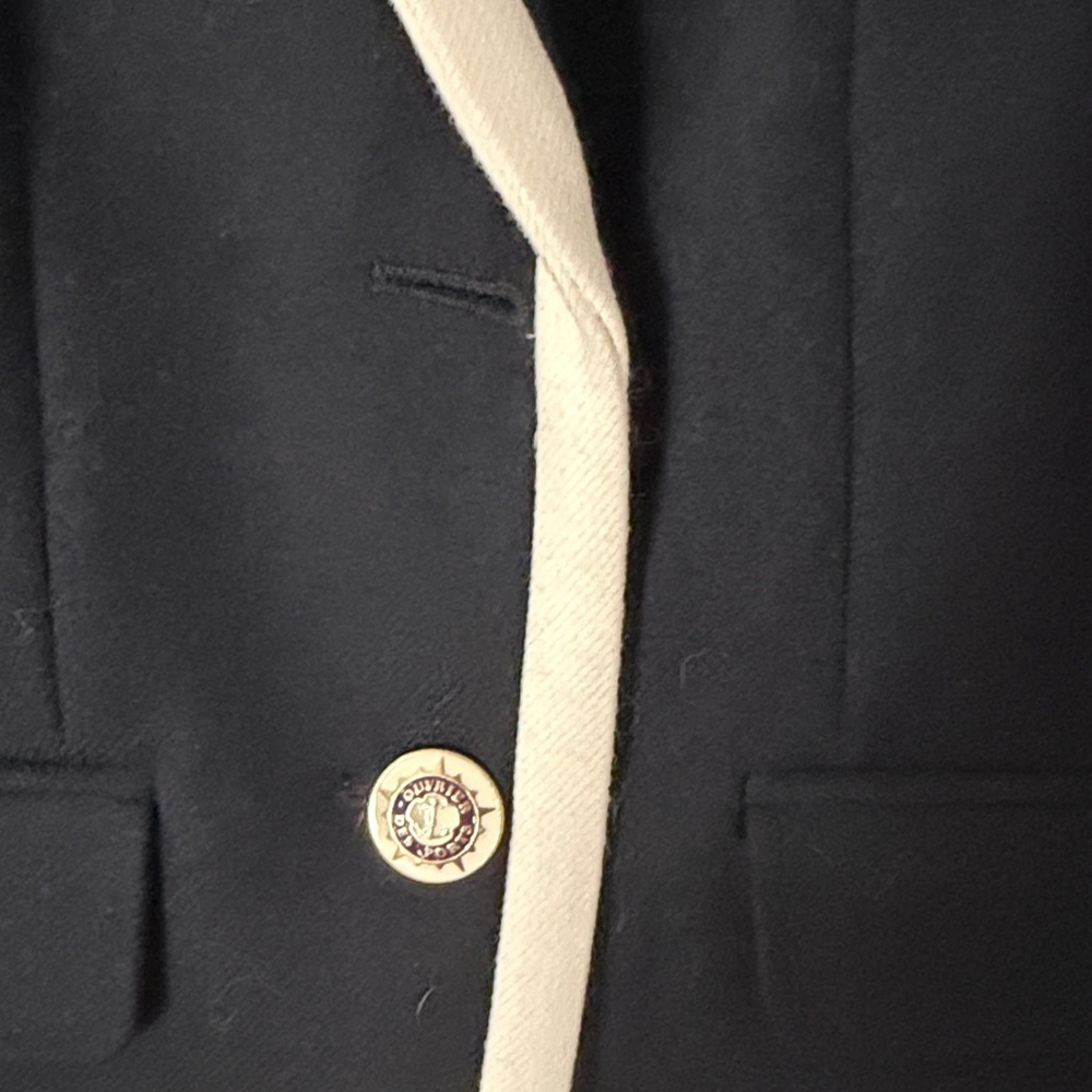 J. Crew Black Blazer with Cream Trim wool heavy size 6 - Picture 3 of 4
